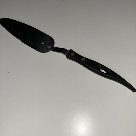 Vintage Stainless Steel Serving Pie Cake Server Black wooden handle - Picture 2 of 9